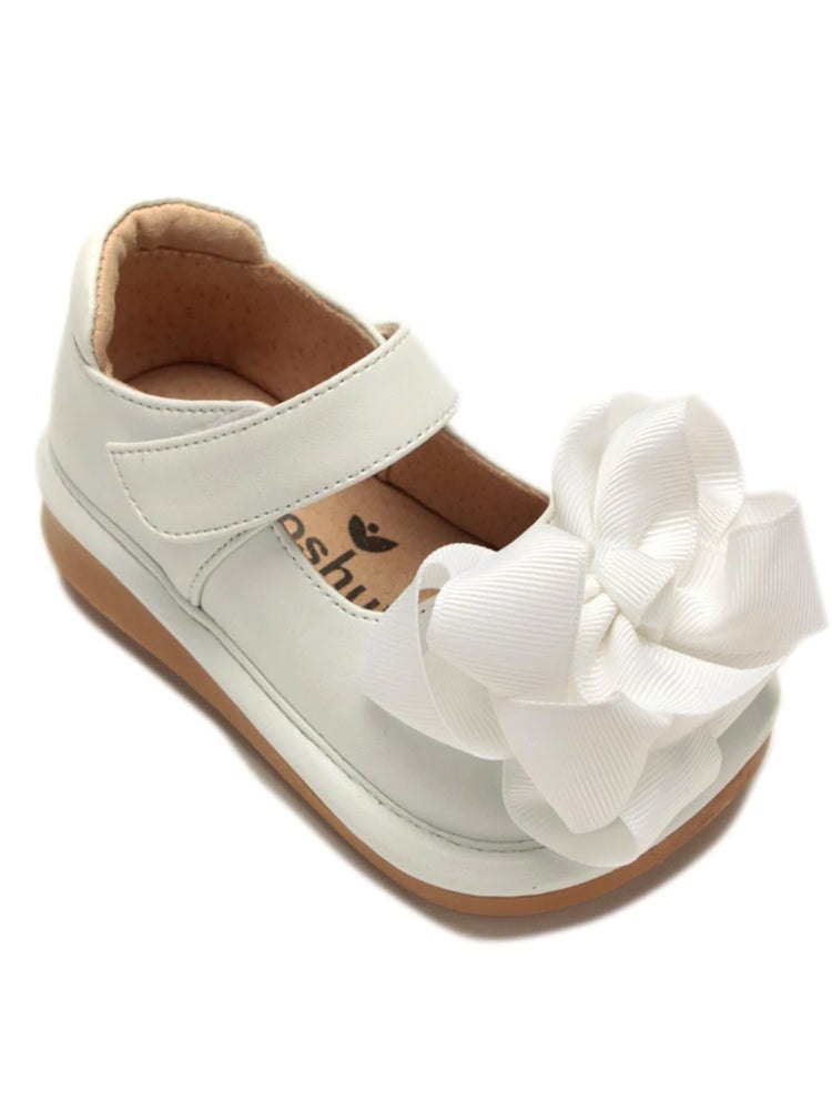 Mooshu Trainers Girls White Bow Squeaky Mary Jane Shoes 3 Baby-9 Toddler