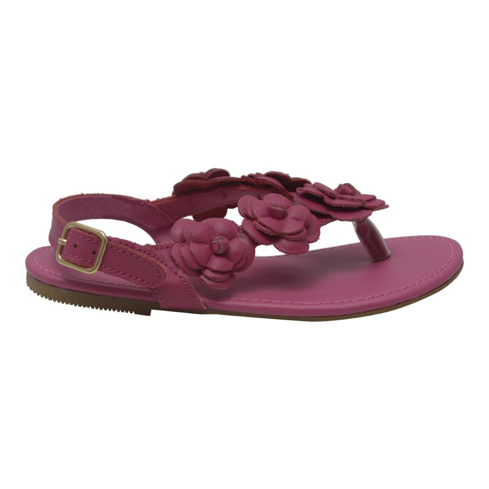 Girls Fuchsia Flower Blossom Accent Buckle Thong Sandals 11-4 Kids