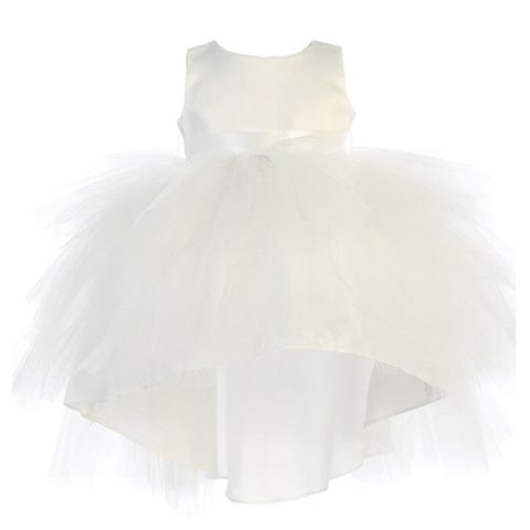 Baby Girls Ivory Hi-Low Multi Level Ruffle Tutu Flower Girl Dress 6-24M