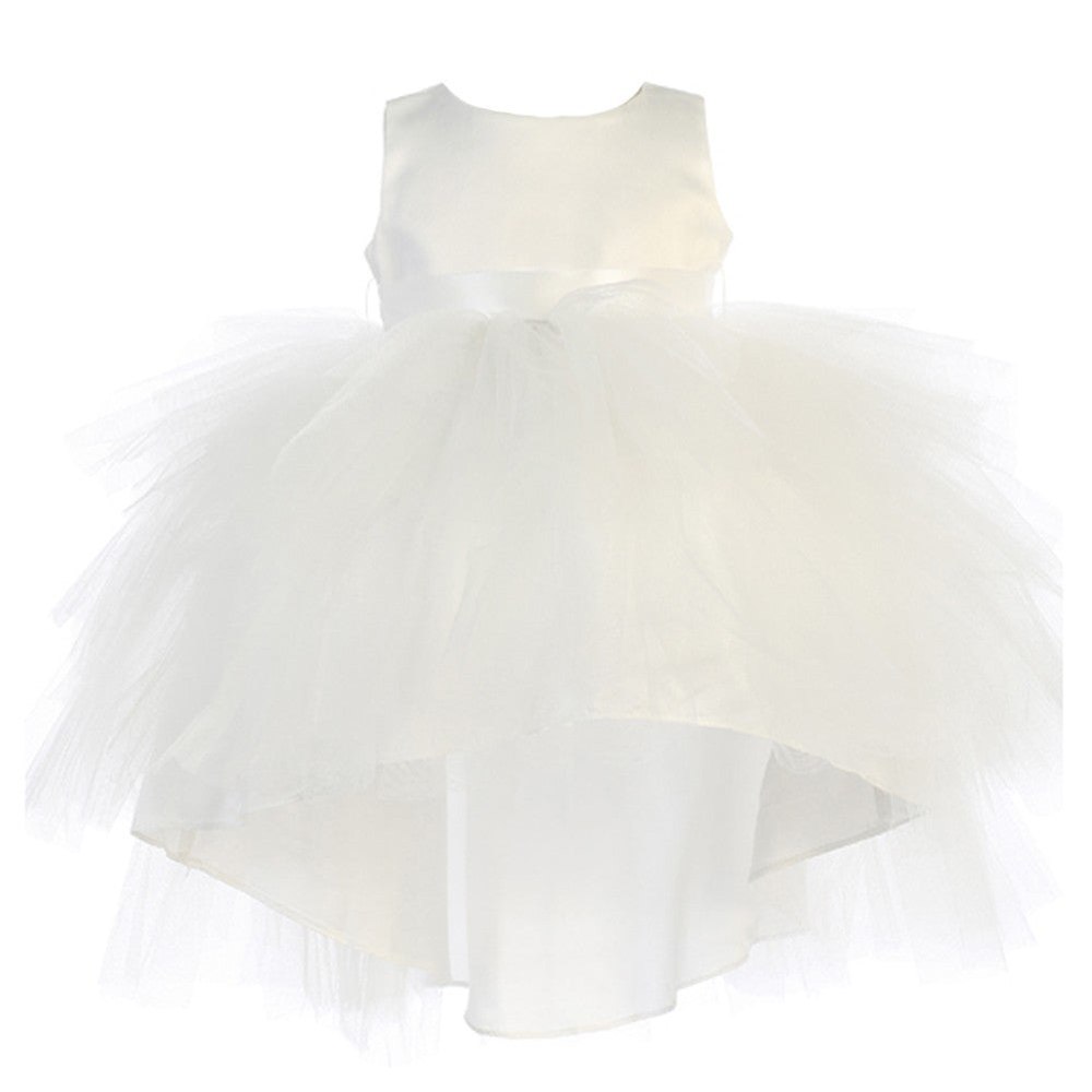 Baby Girls Ivory Hi-Low Multi Level Ruffle Tutu Flower Girl Dress 6-24M
