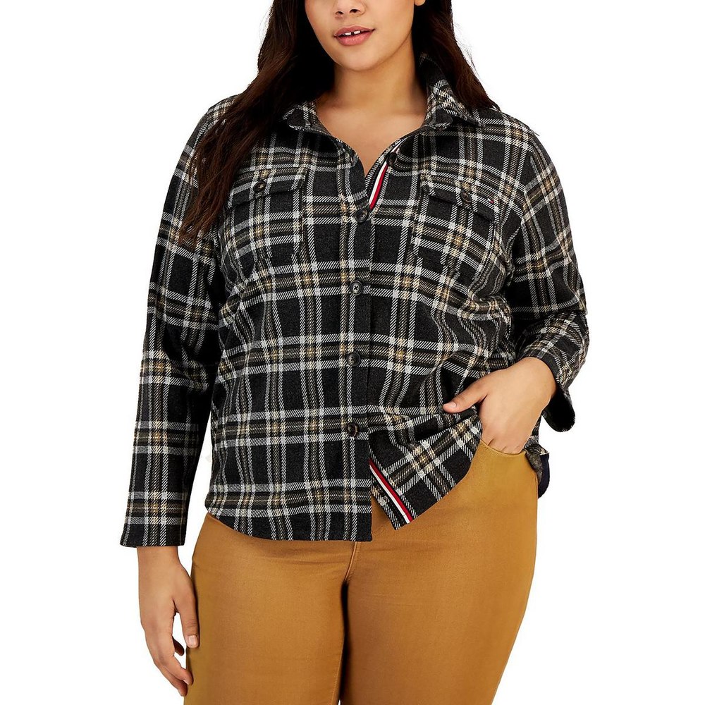 Plus Plaid Cold Weather Shirt Jacket