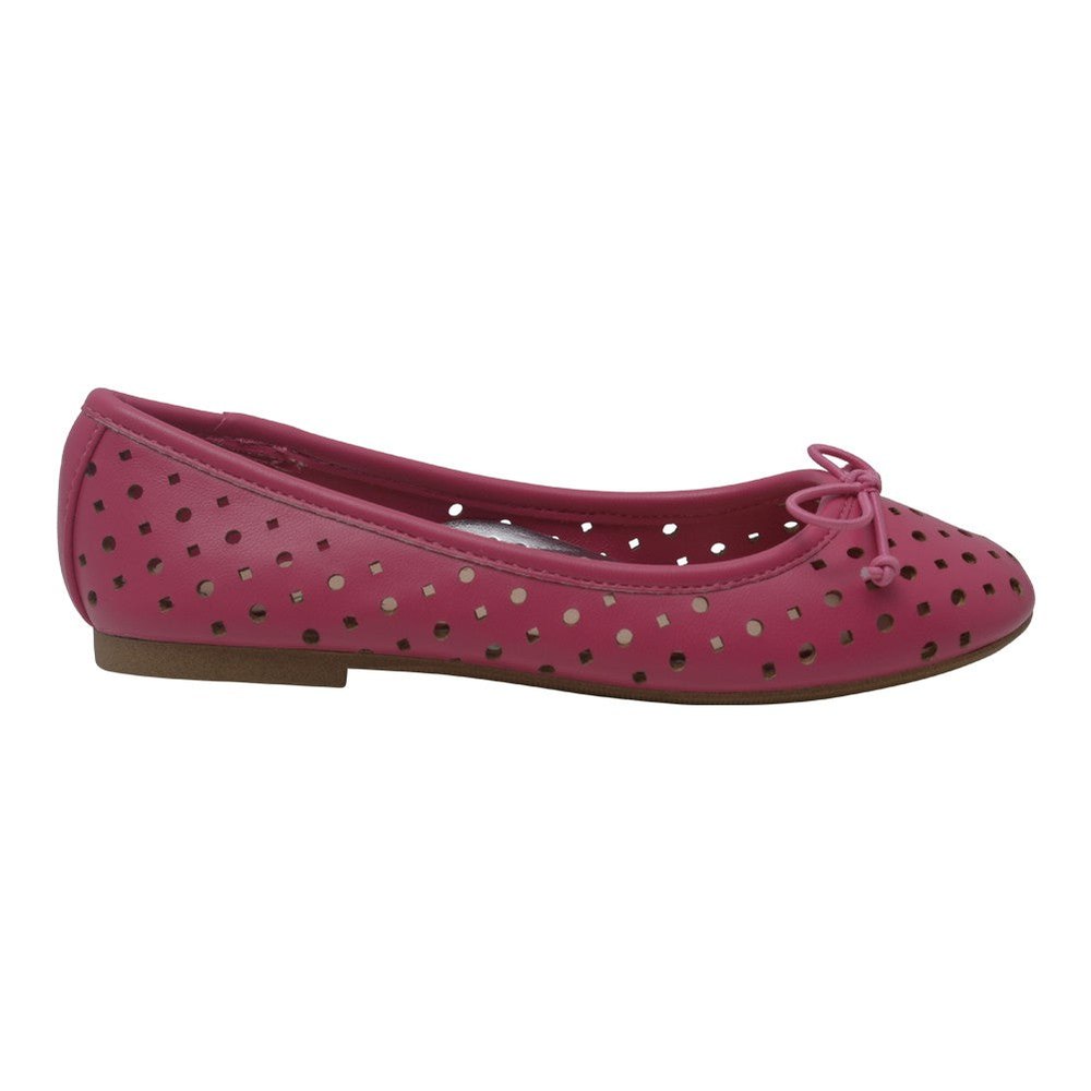 Girls Fuchsia Perforated Bow Ballet Trendy Flats 7-10 Toddler