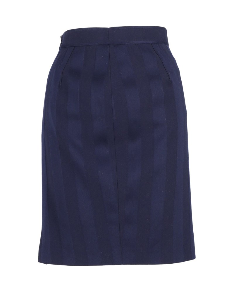 Thierry Mugler Stripe Skirt in Blue Wool