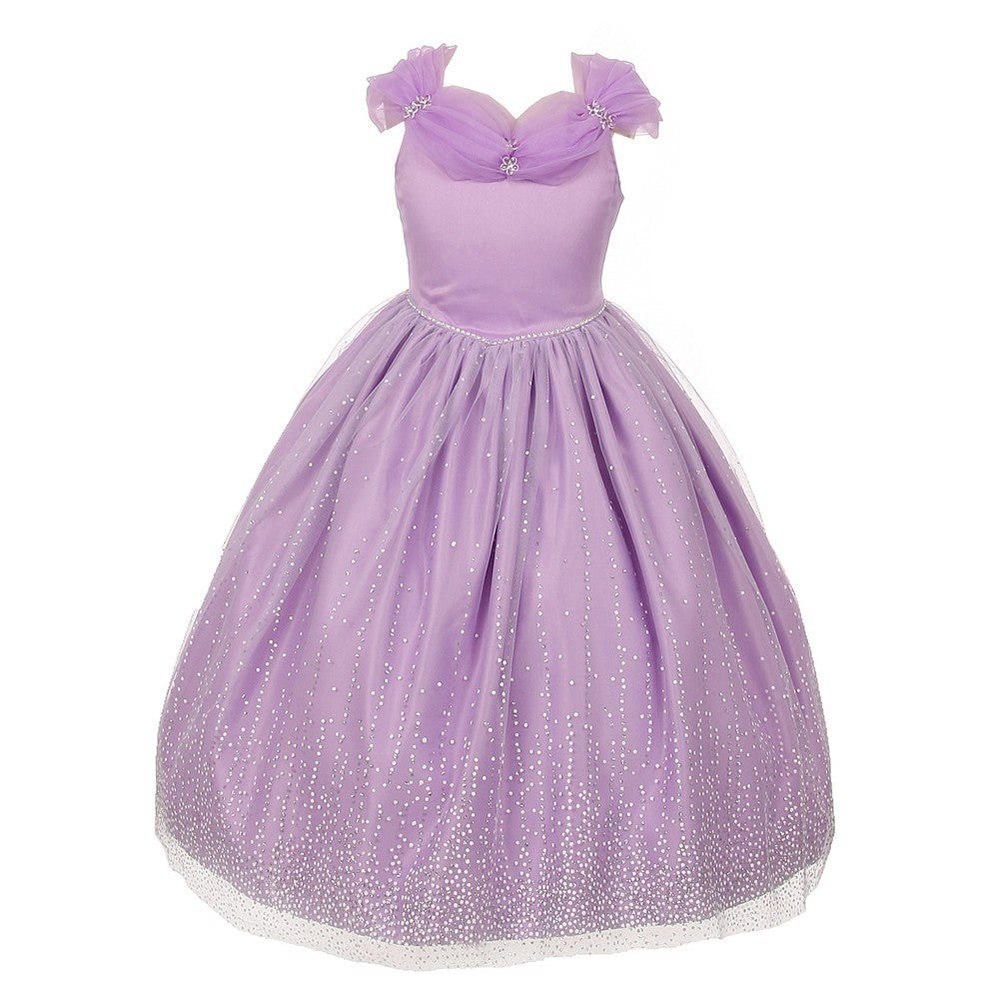 Little Girls Lilac Rhinestones Sparkly Tulle Tiara Princess Dress 2-6