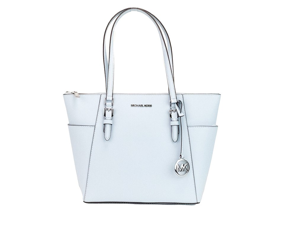 Michael Kors Charlotte Vista blue Large Leather Top Zip Tote Handbag Women’s Purse