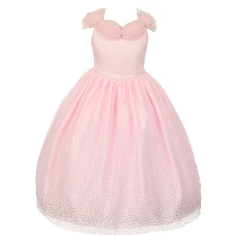 Big Girls Pink Rhinestones Sparkly Tulle Tiara Princess Dress 8-12