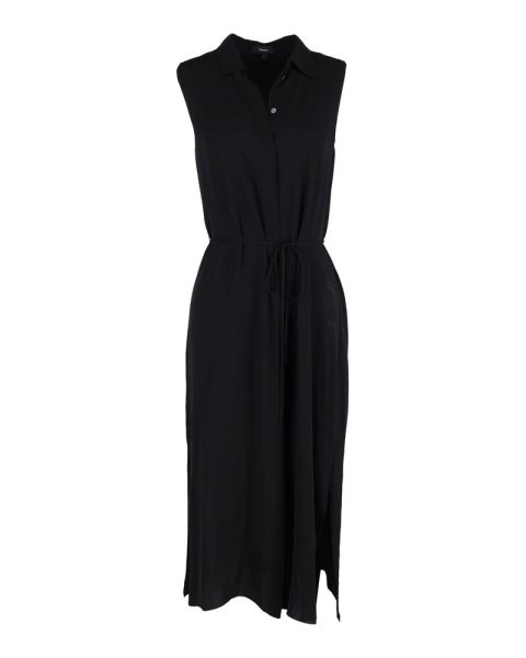 Theory Sleeveless Midi Dress in Black Viscose
