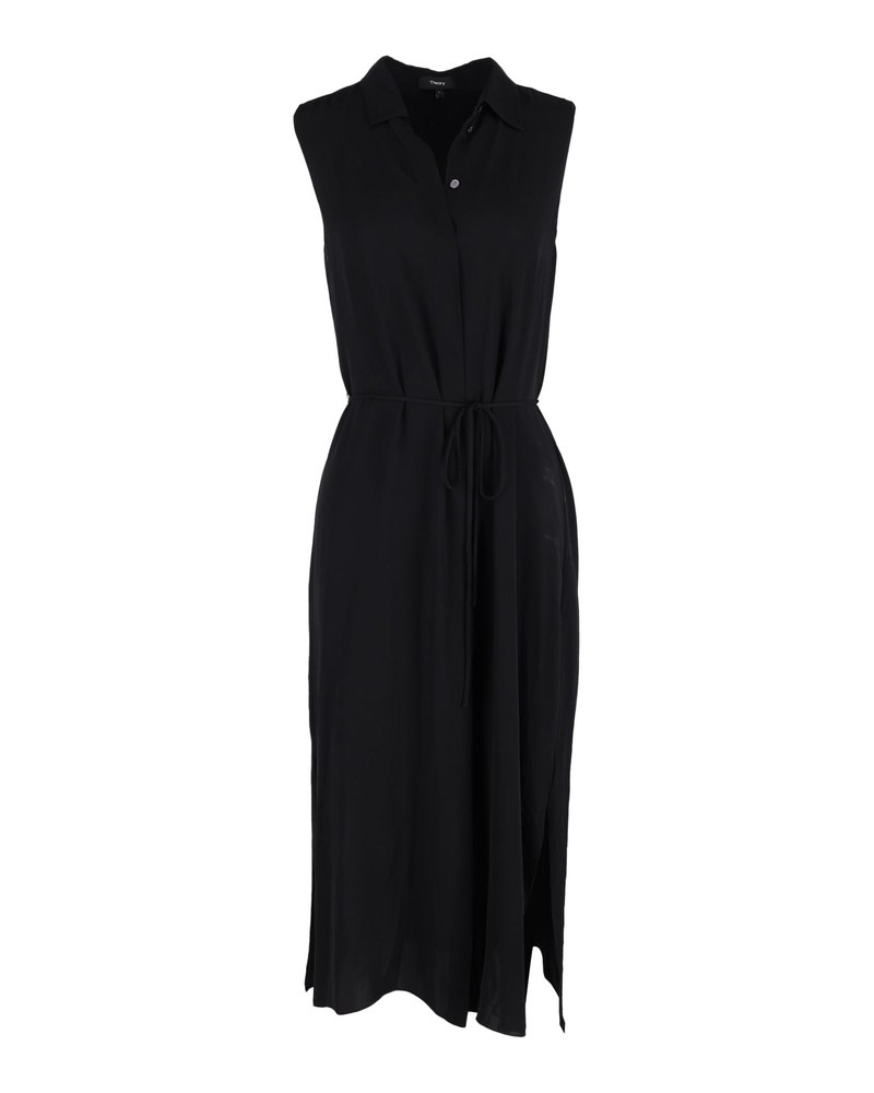 Theory Sleeveless Midi Dress in Black Viscose