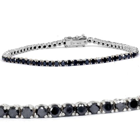 3ct Black Diamond Tennis Bracelet 14K White Gold 7