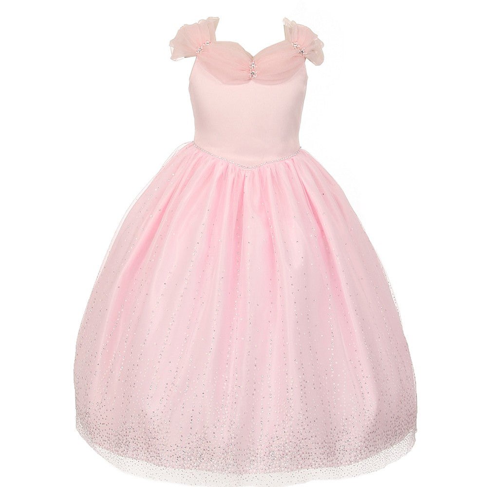 Little Girls Pink Rhinestones Sparkly Tulle Tiara Princess Dress 2-6