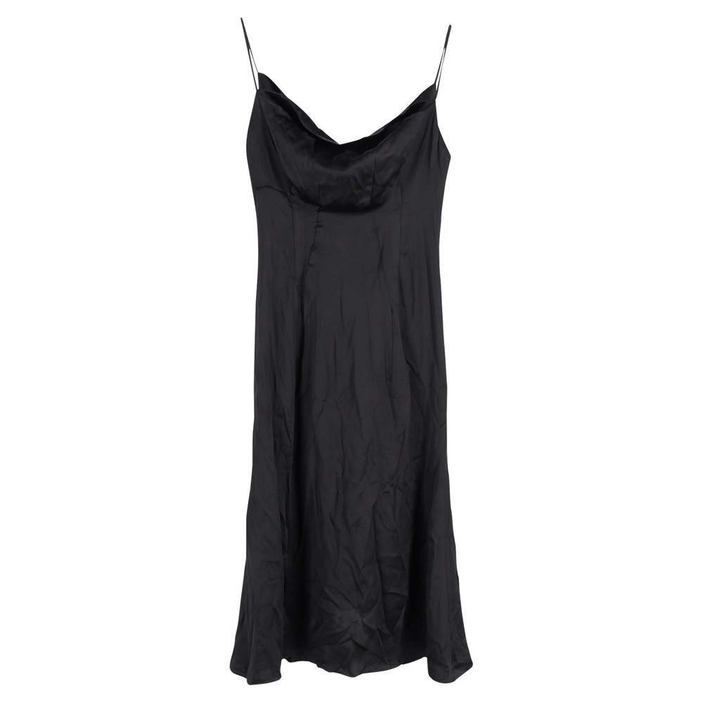 Versace Cowl-Neck Slip Dress in Black Satin