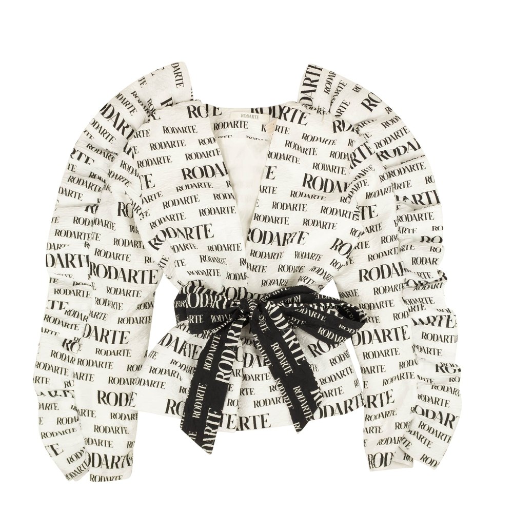 Rodarte Cloque Printed Jacket – White/Black