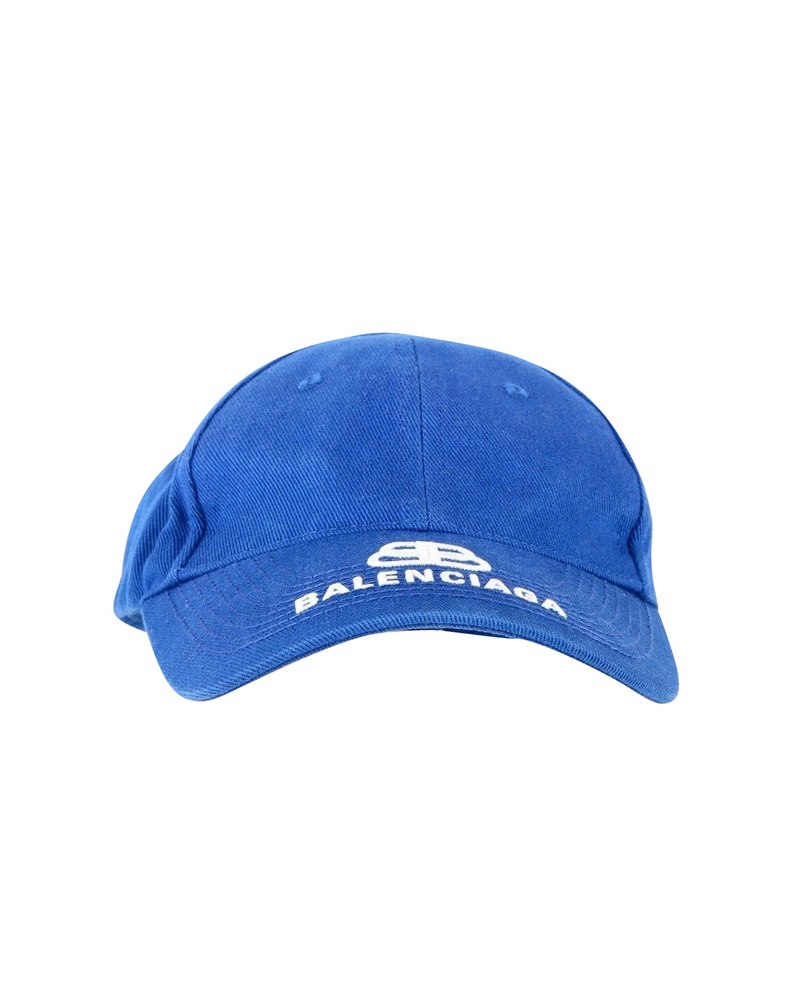 Balenciaga Logo Baseball Cap in Blue Cotton