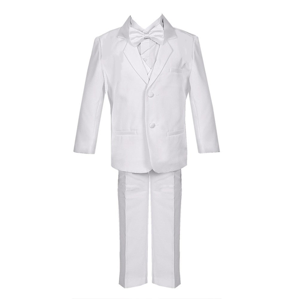 Big Boys White 5 Piece Vest Jacket Pants Special Occasion Tuxedo Suit 8-14