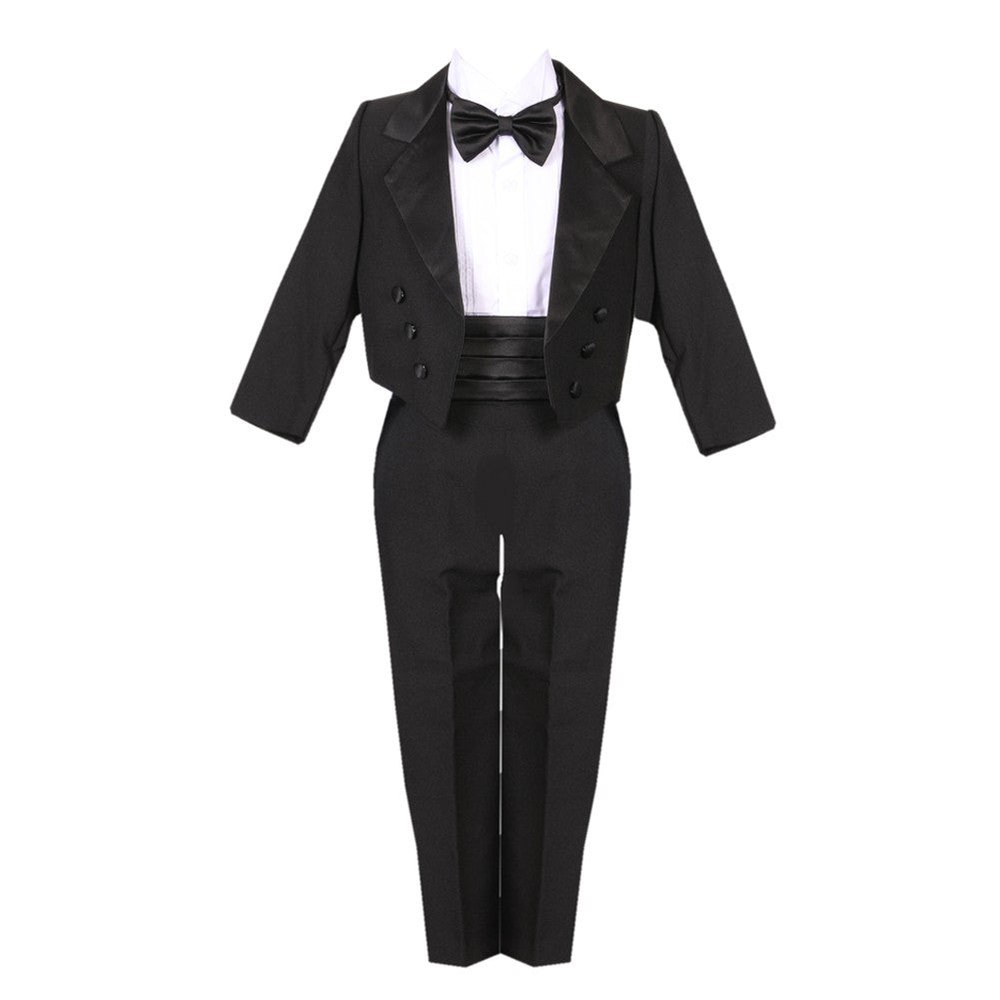Baby Boys Black 5 Piece Vest Jacket Pants Special Occasion Tuxedo Suit 3-24M