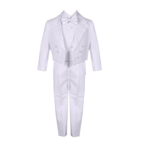 Big Boys White 5 Piece Vest Jacket Pants Special Occasion Tuxedo Suit 8-20