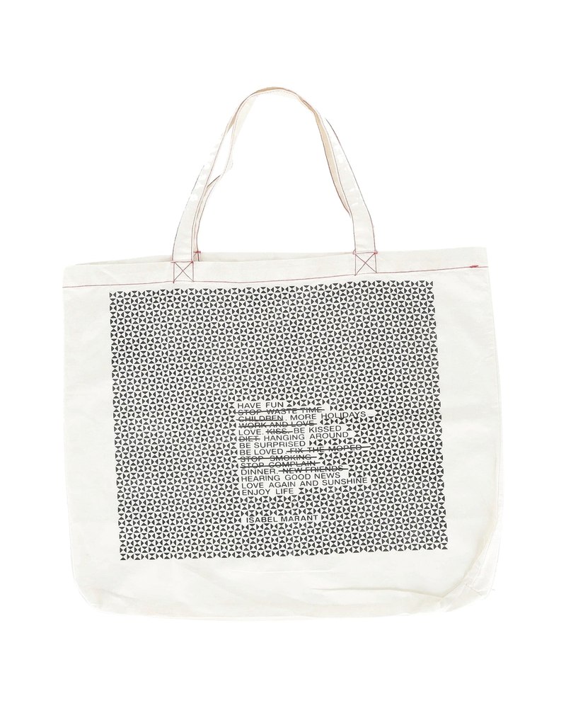 Isabel Marant Printed Tote Bag in White Canvas 7808941948988