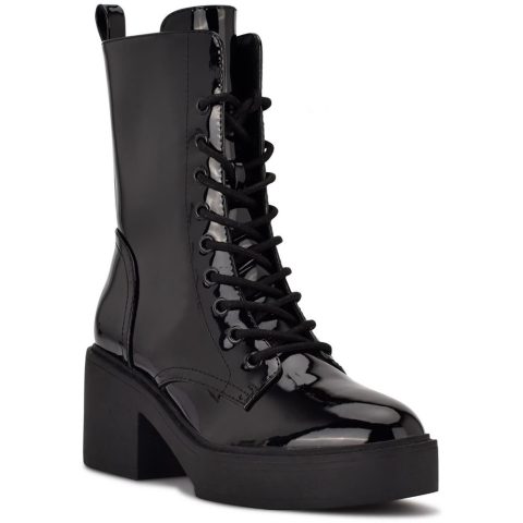 Faux Leather Embossed Combat & Lace-up Boots