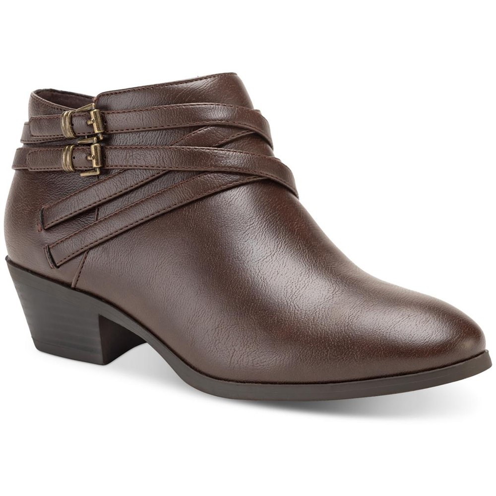Willow Faux Leather Block Heel Ankle Boots