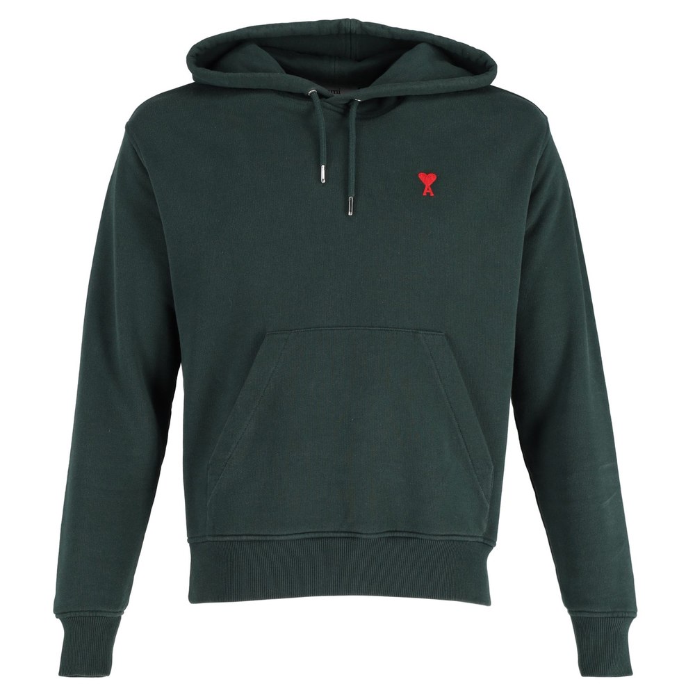 AMI Paris Ami De Coeur Hoodie in Green Organic Cotton