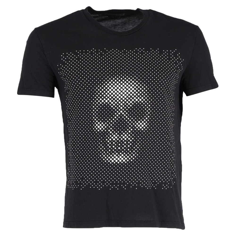 Alexander McQueen Optical Skull Print Crew Neck T-Shirt in Black Cotton
