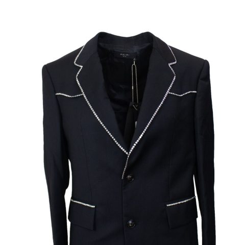 Black Crystal Trim Single Breasted Jacket