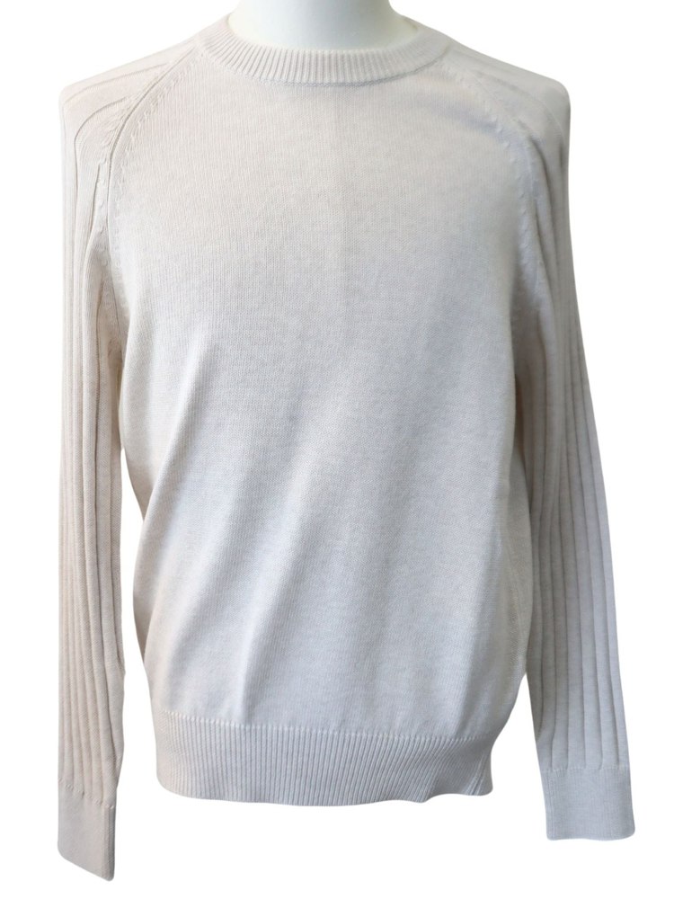Brunello Cucinelli White Raglan Sleeve Men’s Sweater Cotton