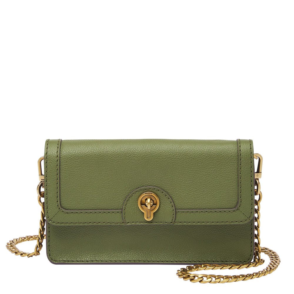 Fossil Women’s Ainsley Leather Wallet On Chain with Turn Lock