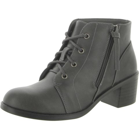 Becker Faux Leather Block Heel Ankle Boots