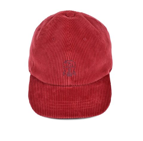 Brunello Cucinelli Red Corduroy Baseball Hat