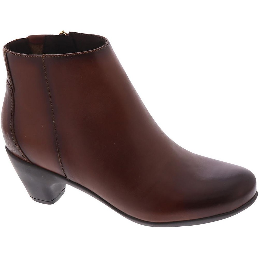 Leather Block Heel Ankle Boots