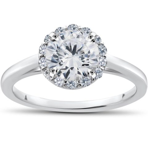 1 ct Lab Created Diamond Madelyn Halo Engagement Ring 14k White Gold