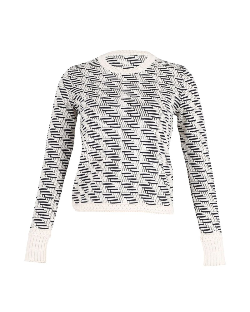 Tory Burch Geometric Pattern Crew Neck Sweater in Multicolor Wool