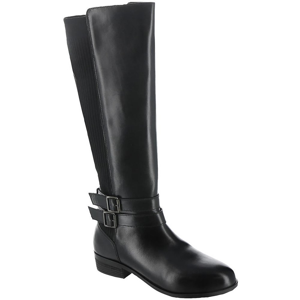 Bonnie Leather Stacked Heel Knee-High Boots