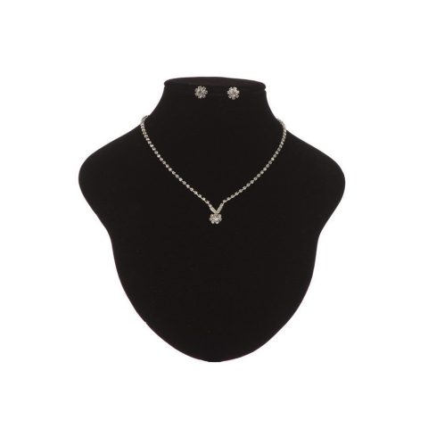 Girls Silver Tone Glitter Rhinestone Necklace Earrings Jewelry Gift Set