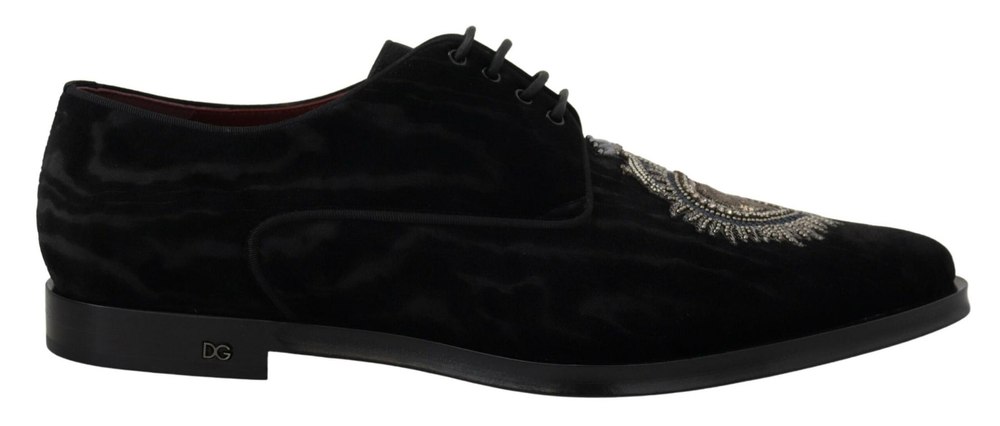 Dolce & Gabbana Velvet Derby Dress Heart Men’s Shoes