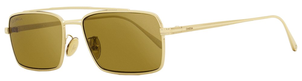 Omega Men’s Rectangular Sunglasses OM0028H 32G Gold 56mm
