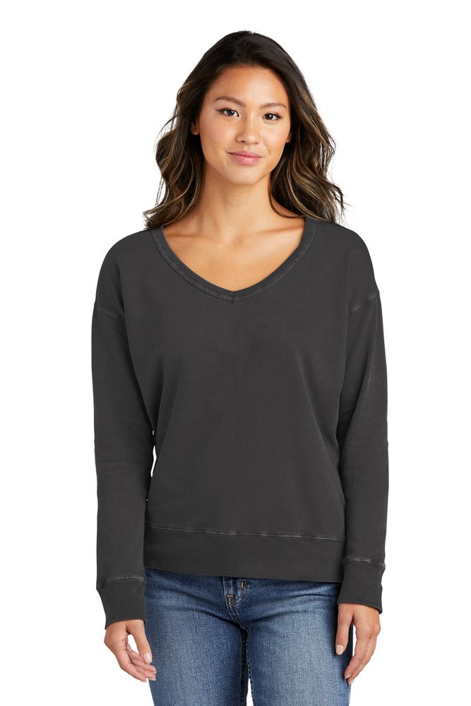 Port & Company Ladies Beach Wash Garment-Dyed V-Neck Sweatshirt