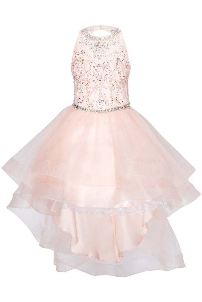 Girls Crystal Pearl Halter Pageant Dress 4-16