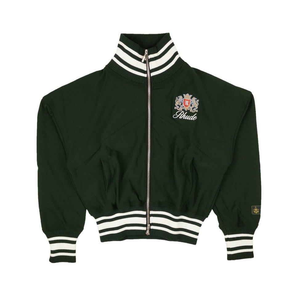 Forest Green Polyester Ribbed Track Jacket
