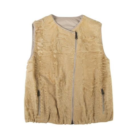 Yellow Astrakhan Fur Reversible Jacket Vest 7151044263996