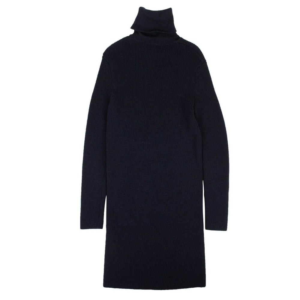 Navy Blue Wool Turtle Neck Dress
