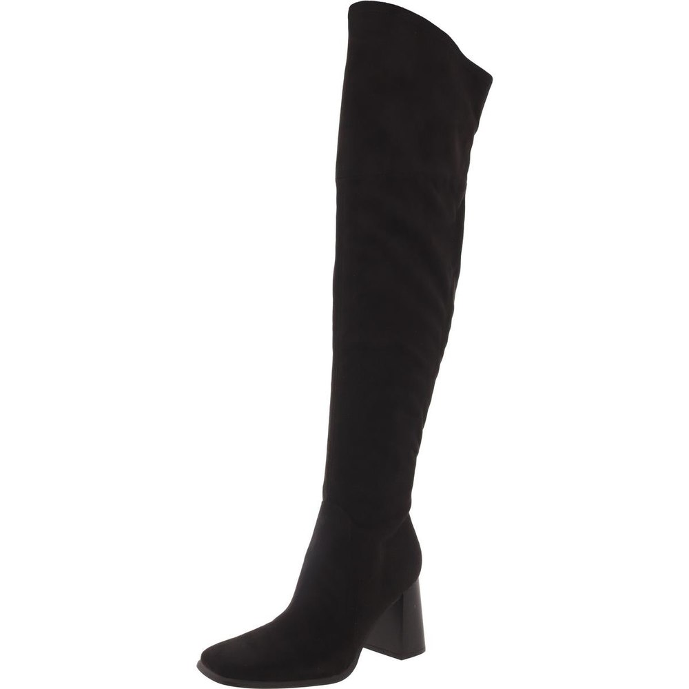 Denki Faux Suede Square Toe Over-The-Knee Boots