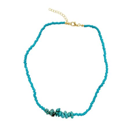 14k Gold Plated Turquoise Beaded Necklace