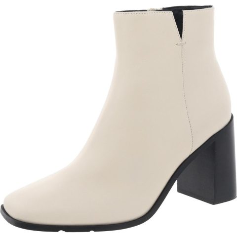 Zipper Leather Block Heels