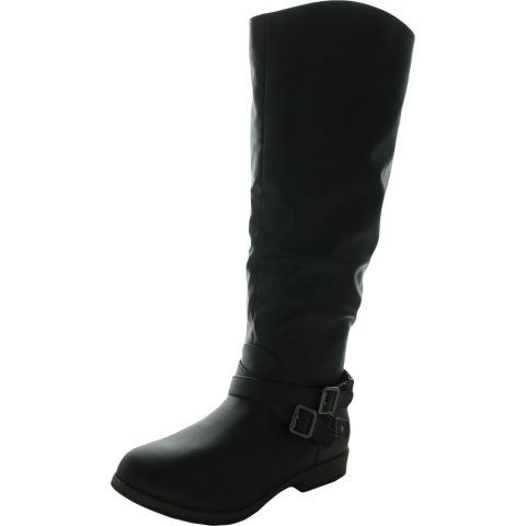 April Criss-Cross Front Faux Leather Knee-High Boots