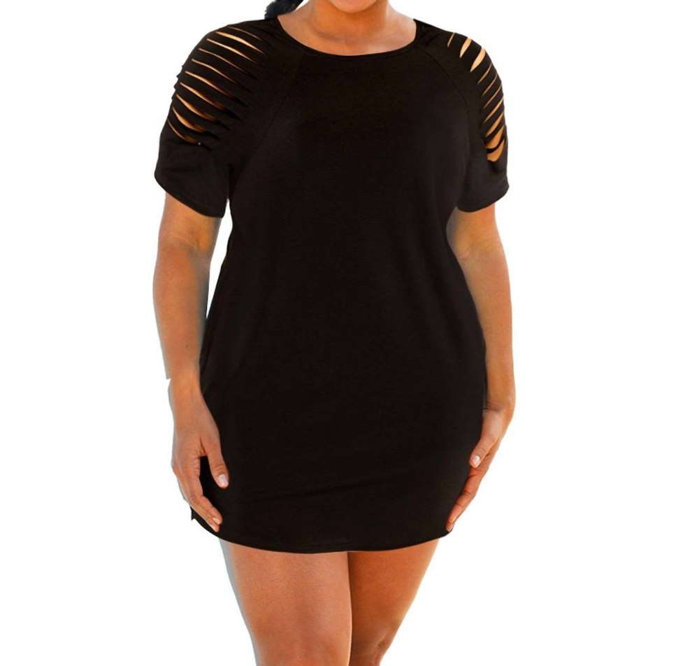Plus Size Jersey Cut Out Cover Up Dress In Black 7605028716604