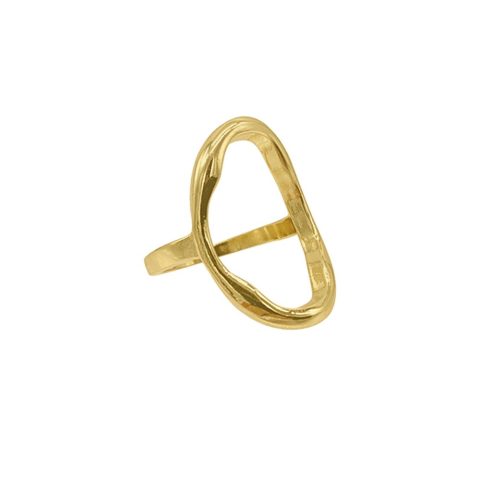 14k Gold Plated Open Hammered Oval Ring