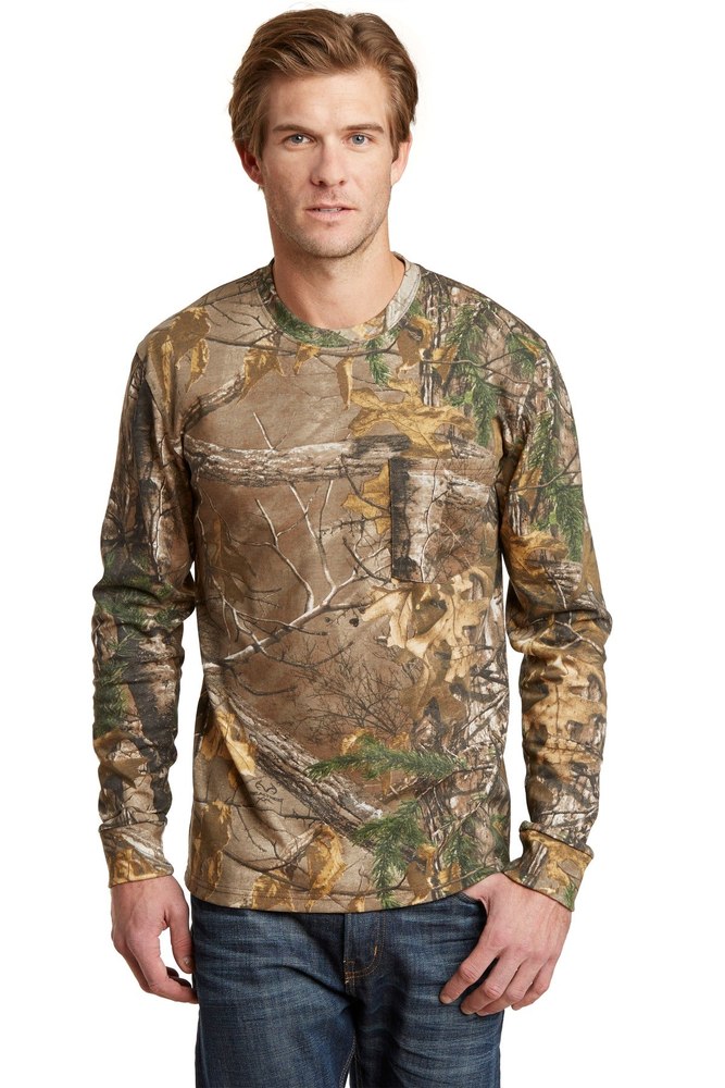 Russell Outdoors Men’s Realtree Long Sleeve Explorer 100% Cotton T-Shirt with Pocket S020R