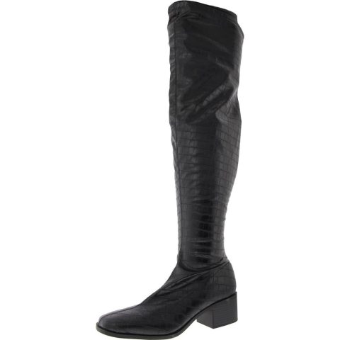 Animal Print Faux Leather Knee-High Boots